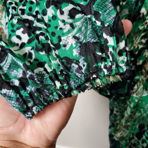 Alice Olivia Green Black Silk Velvet Burnout Mini Dress 2 Career Cocktail Event - Picture 3 of 10